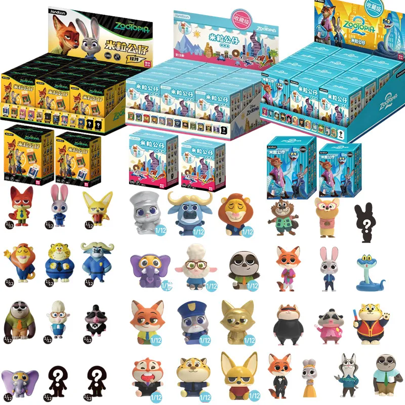 

JANDOOM Disney Zootopia Judy Hopps Nick Wilde Bogo Clawhauser Anime Figur Model Rice Grain Doll Blind Box Toys Birthday Gifts