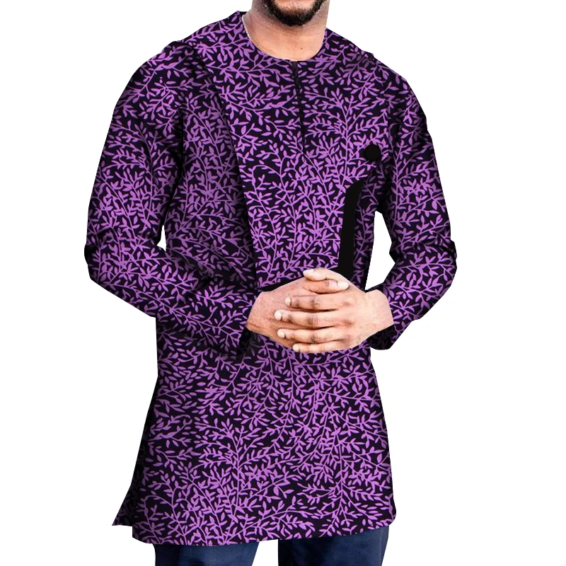 African Shirt for Men Long Sleeve African Dashiki Shirt African Print Men\'s Cotton Shirts Tops African Clothes WYN1222