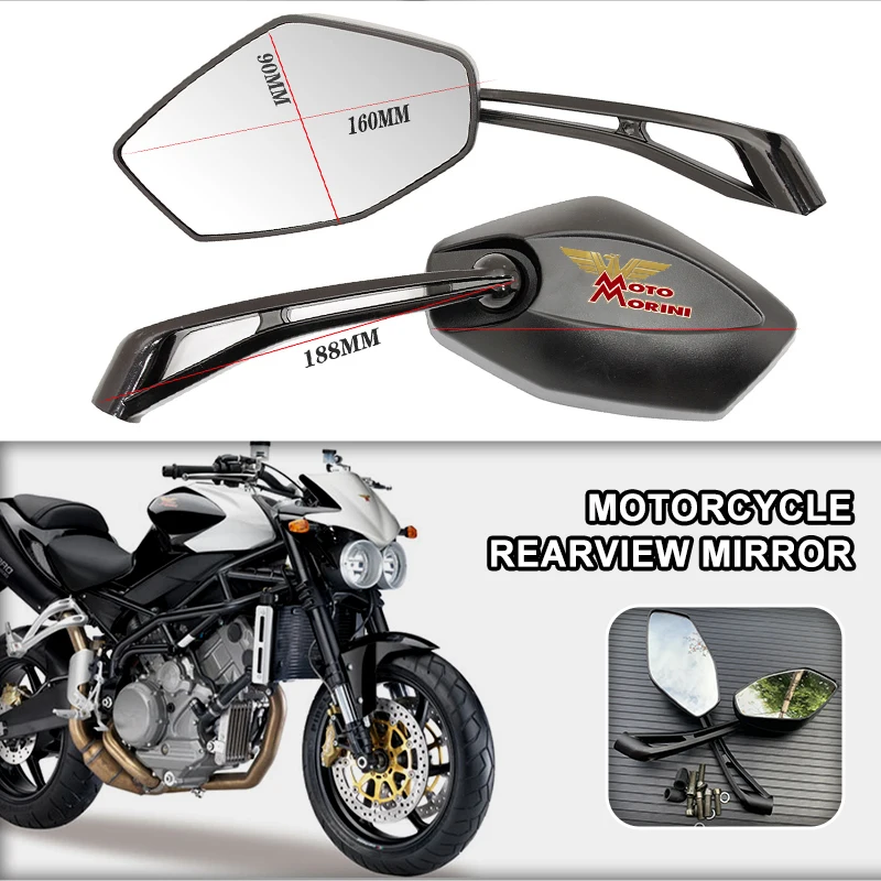 Motorcycle Rearview Mirror HD Wide-Angle 360° Rotating Handlebar Mount For Moto Morini X-CAPE STR SCR Corsaro ZZ ZT Seiemmezzo