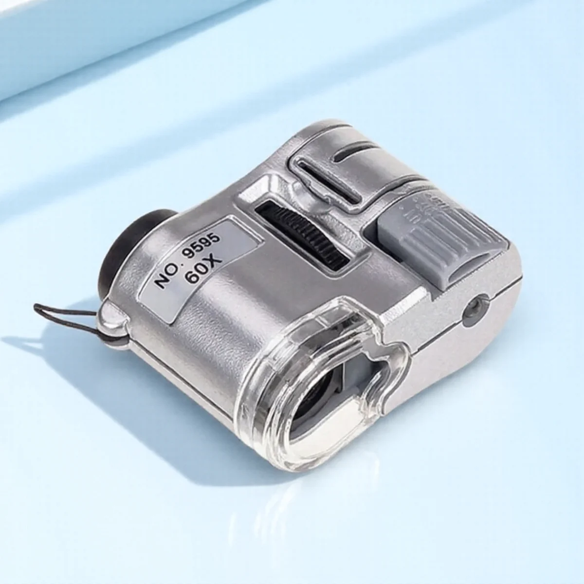 60X Handheld Magnifying Glass Mini Pocket Microscope Jewelers Loupe LED Light Currency Detector Tool for Precision Inspection