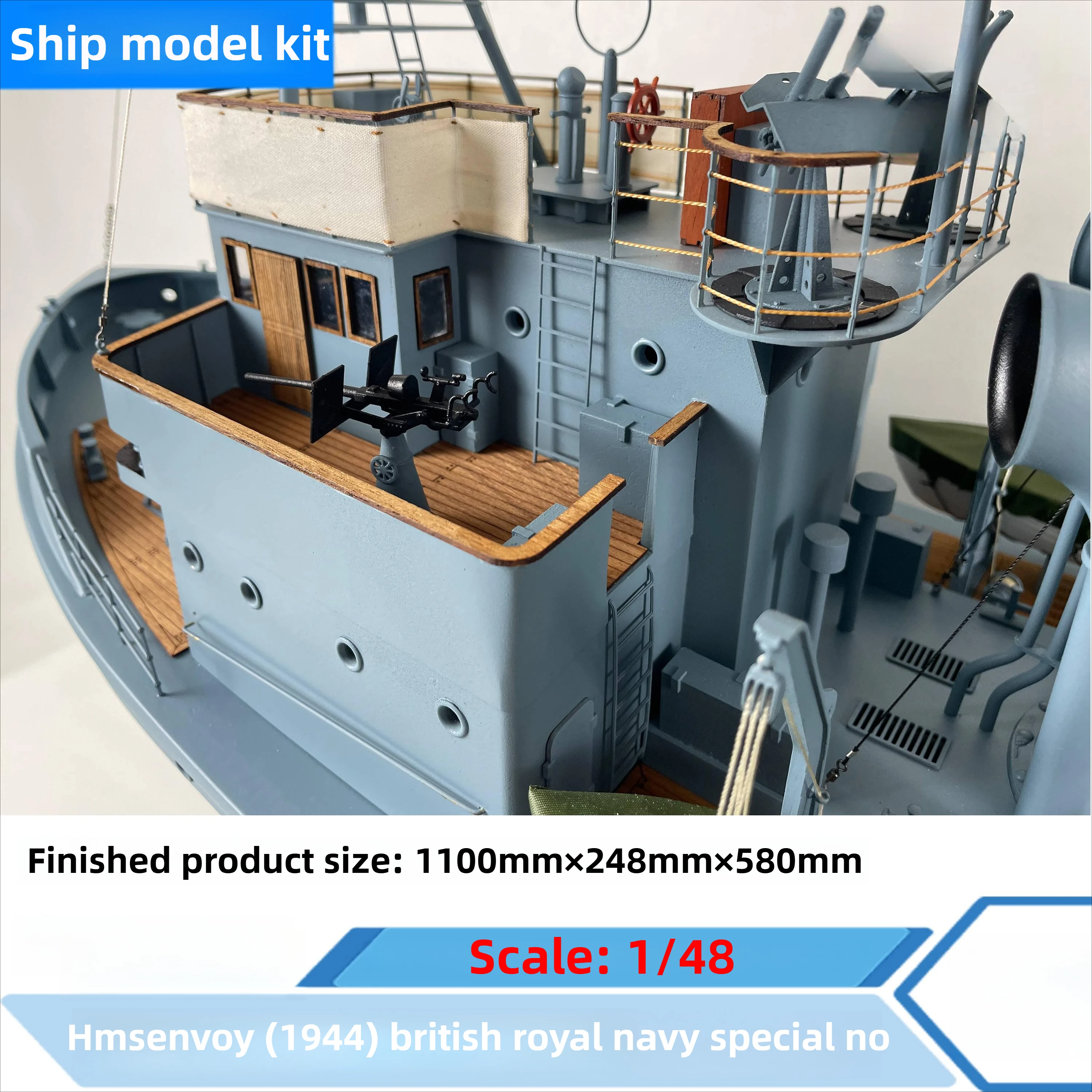 Modelo de barco 1/48 HMS ENVOY (1944) Kit de modelo de ensamblaje de la Marina Real Envoy, modelo de potencia de simulación sin terminar con Motor