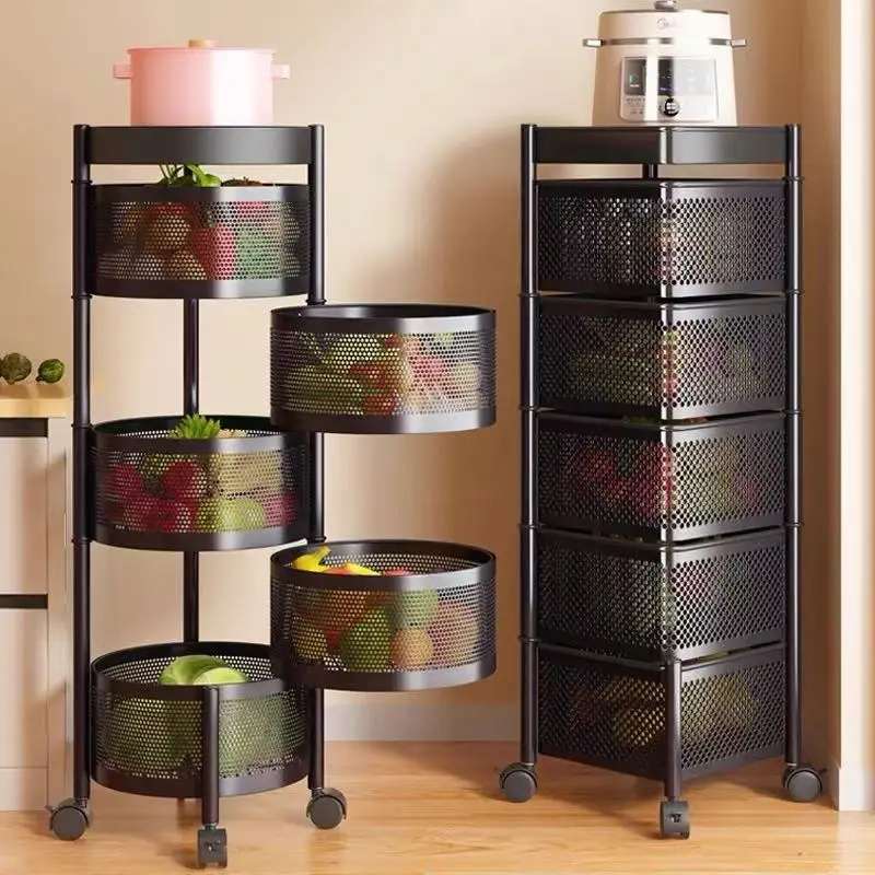 multi-functional household vegetable baskets, vegetable and fruit snack shelves, floor-to-ceiling multi-layer storage racks