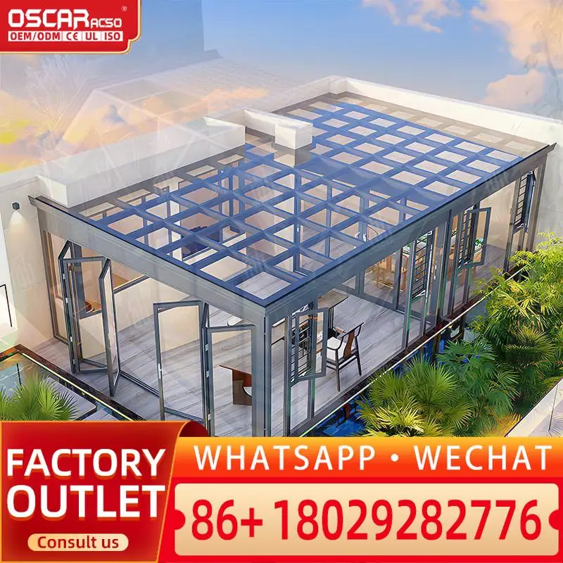 

Солнечная комната из алюминиевого сплава, просторная яркая звукоизоляция, настраиваемая садовая патио, балкон, солнечная комната