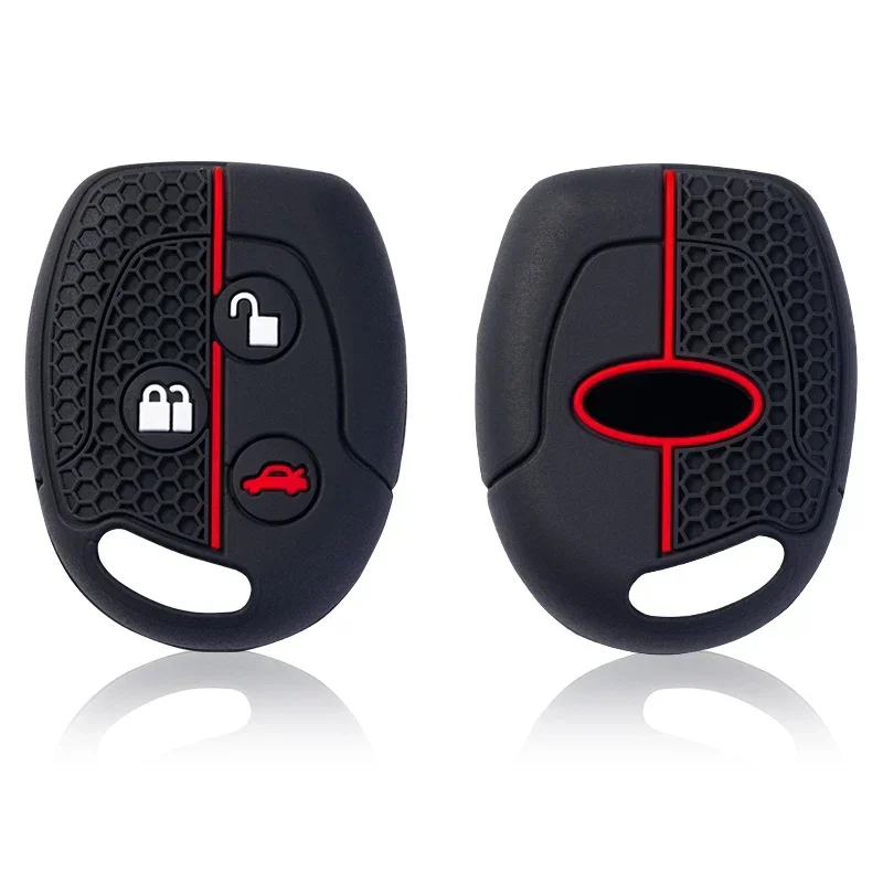 Silicone 3 Button Keyless Entry Key Fob Chain Case Cover For Ford Transit Connect Courier Fiesta Focus Cabriolet