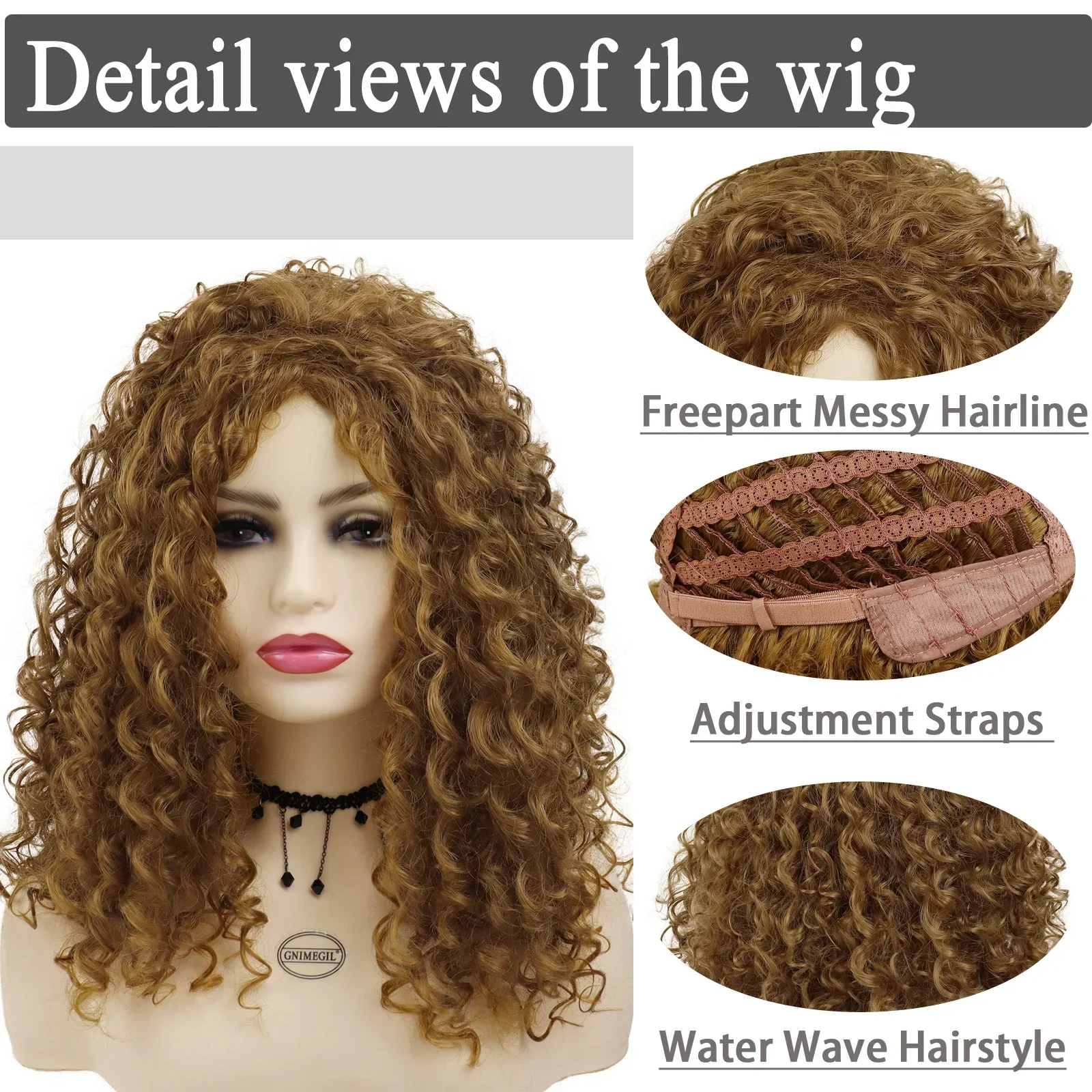 GNIMEGIL Synthetic Ginger Color Wig Long Curly Wigs for Women Soft Thick Wig Deep Wave Afro Wig Female Hair Wig Costume Party