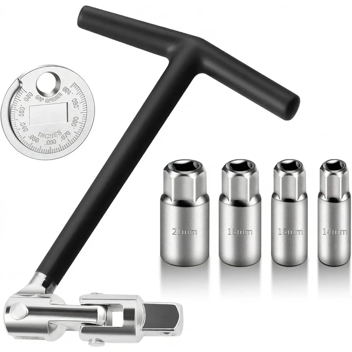【50% OFF】6 Wrench Set, Universal Wrench, Spark Plugs Meter, T-Handle Spark Plugs Socket Wrench