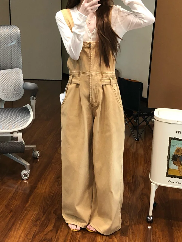

Retro American Washed Loose Fit Straight Leg Jeans Women's Spicy Versatile High Waist Denim Overalls Casual All Seasons