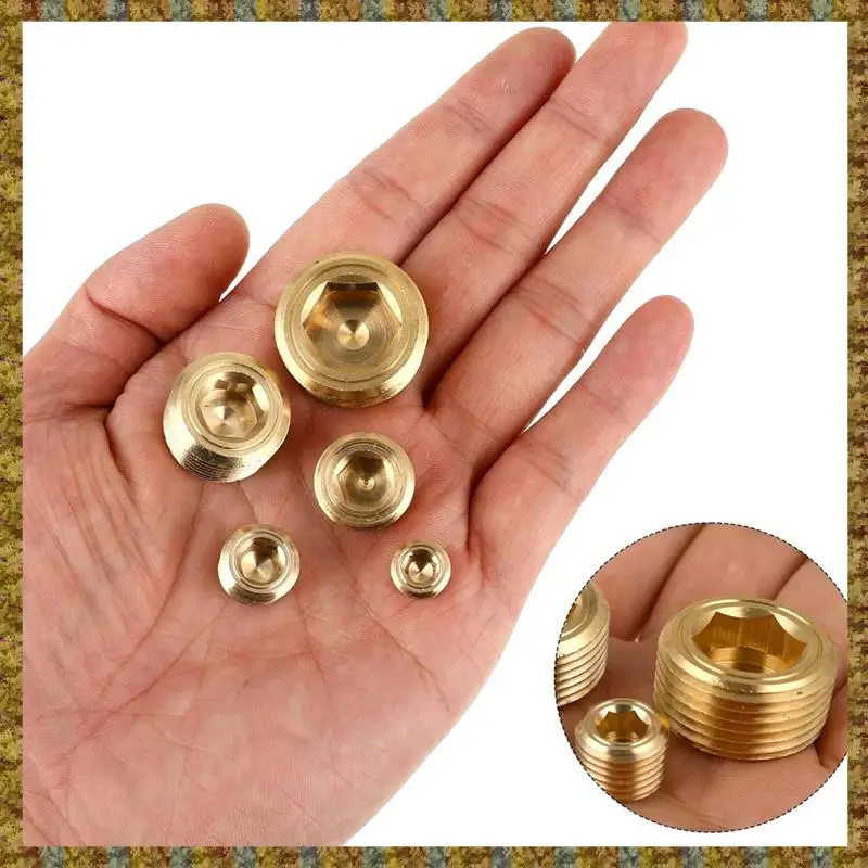 F-F 10 Piece Pipe Plug Socket Set Brass Pipe Plug Fittings Male Internal Hex, Socket For Reading Seal Pipe Port