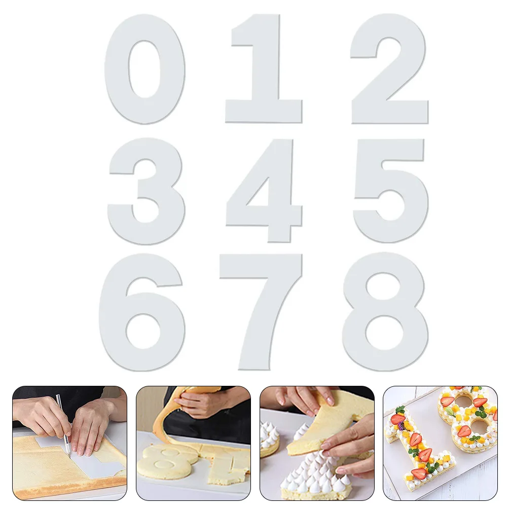 

9pcs Digital Cake Mold 0-8 Number Stencil Cookie Candy Baking Tool Plastic Molds For Diy Chocolate Decoration Gift Kitchen