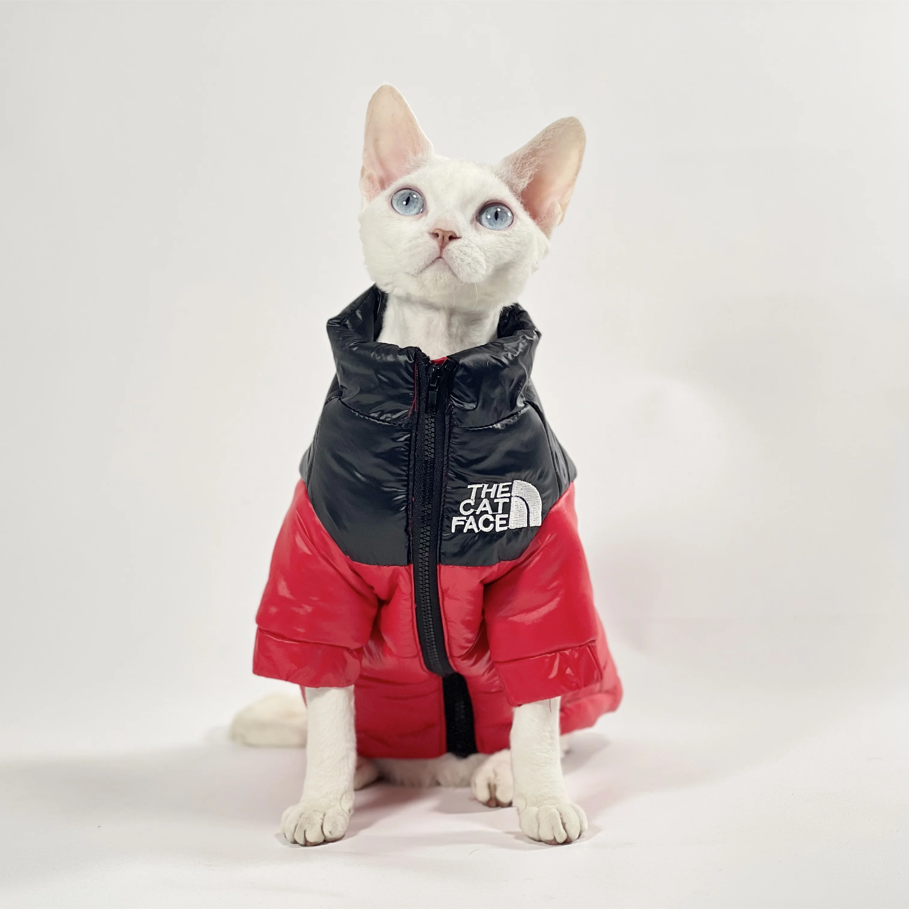 Fashion Down jacket for Sphynx Cat Warm Greatcoat Long Sleeves for Devon Rex Waterproof Coat for Kittens in Winter