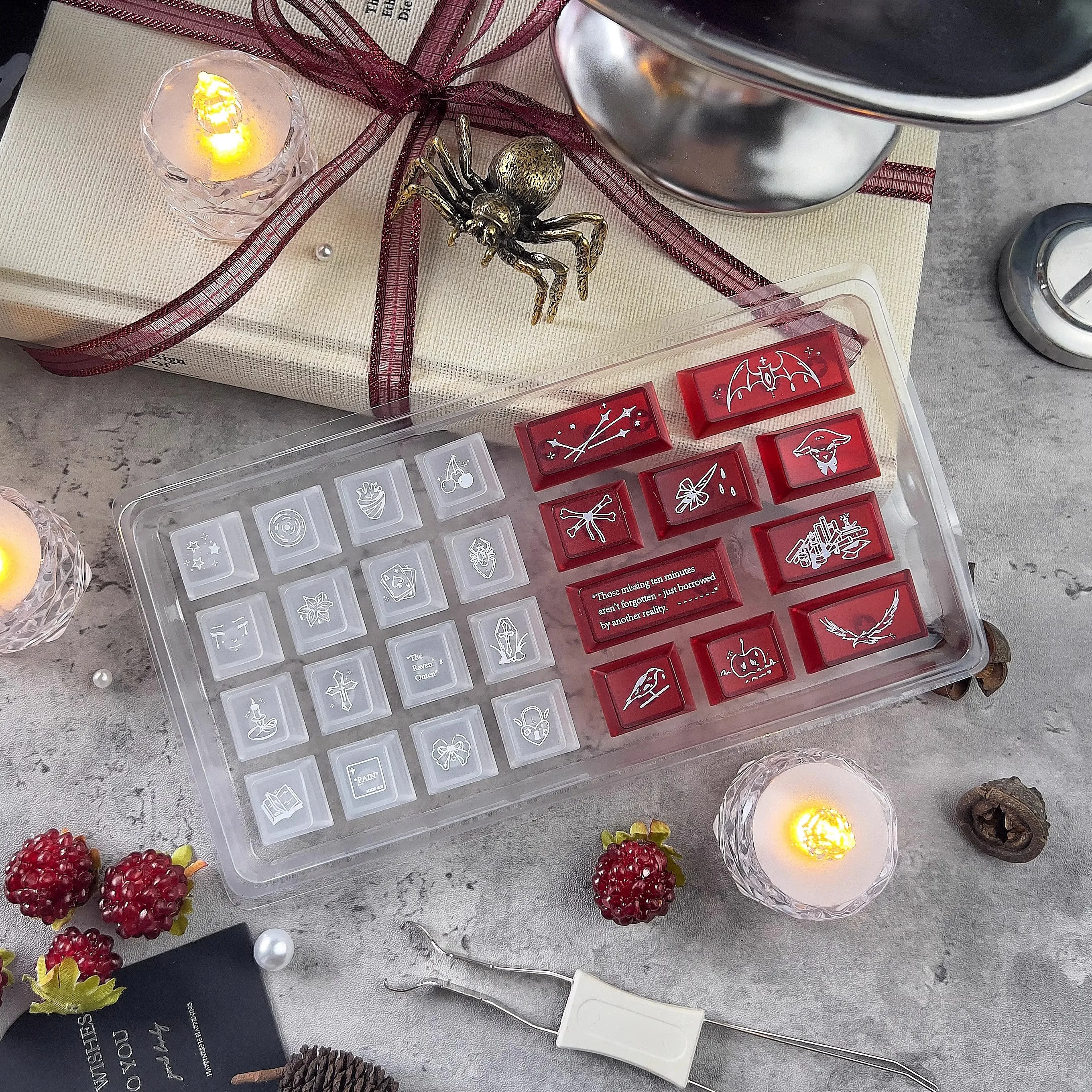 MiFuny Retro Red Theme Keycaps PBT Dye Cherry Profile Custom PC Mist-Transparent Gamer Keycaps for Mechanical Keyboard Gift