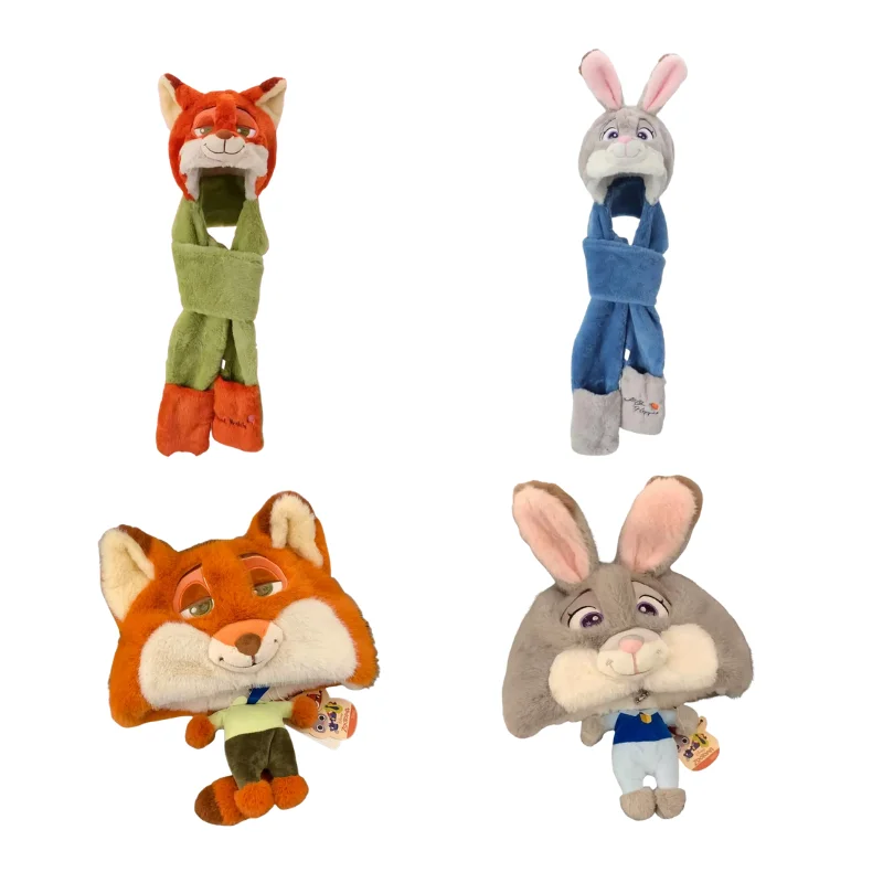 قبعة شتوية من القطيفة من Disney Zootopia بتصميم مريح على شكل حيوانات للبالغين والأطفال (Judy، Nick)