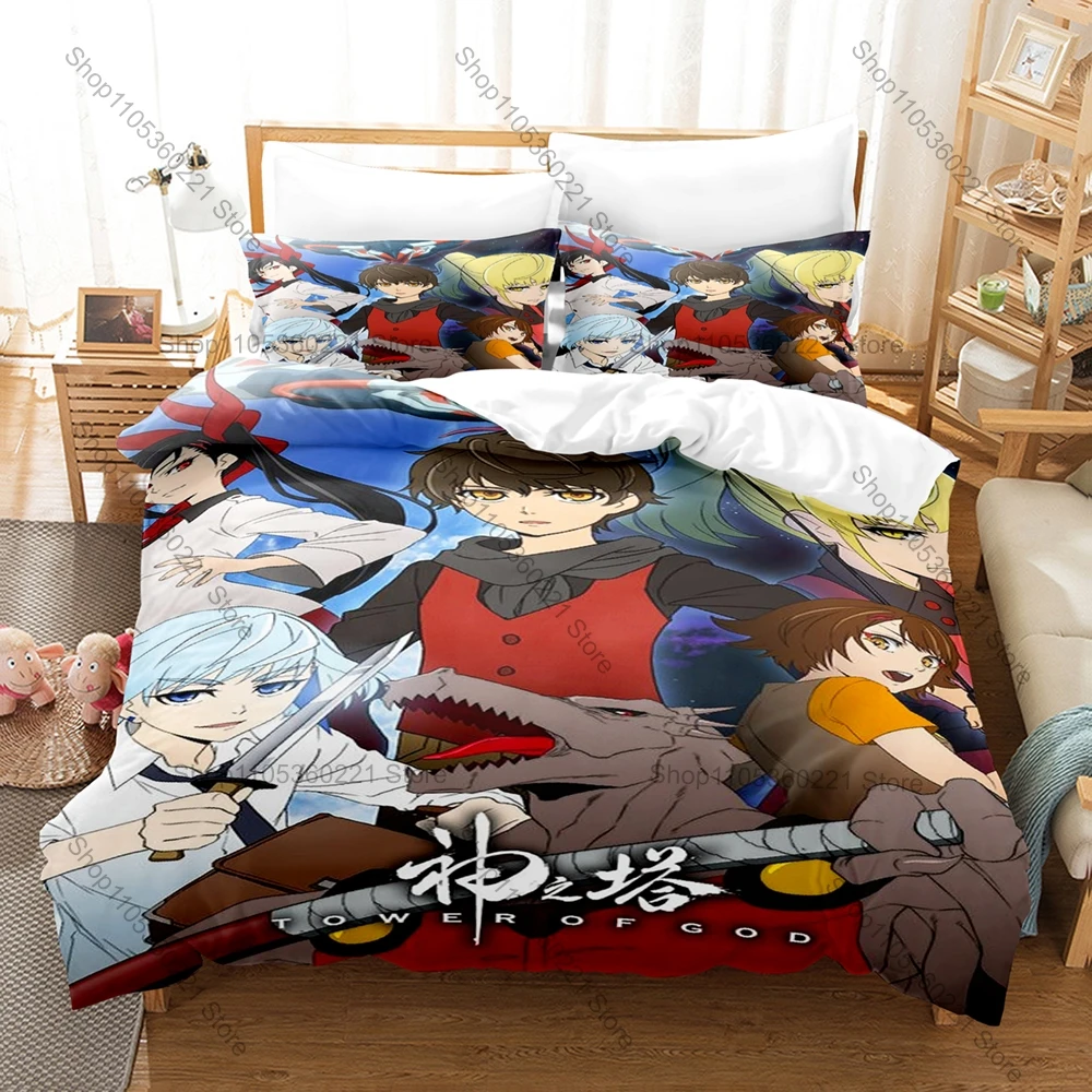Cool Tower Of God 3PCS Bedding Set Bam Khun Anime Character Print Soft Microfiber Duvet Cover Pillowcase Bedroom Decor