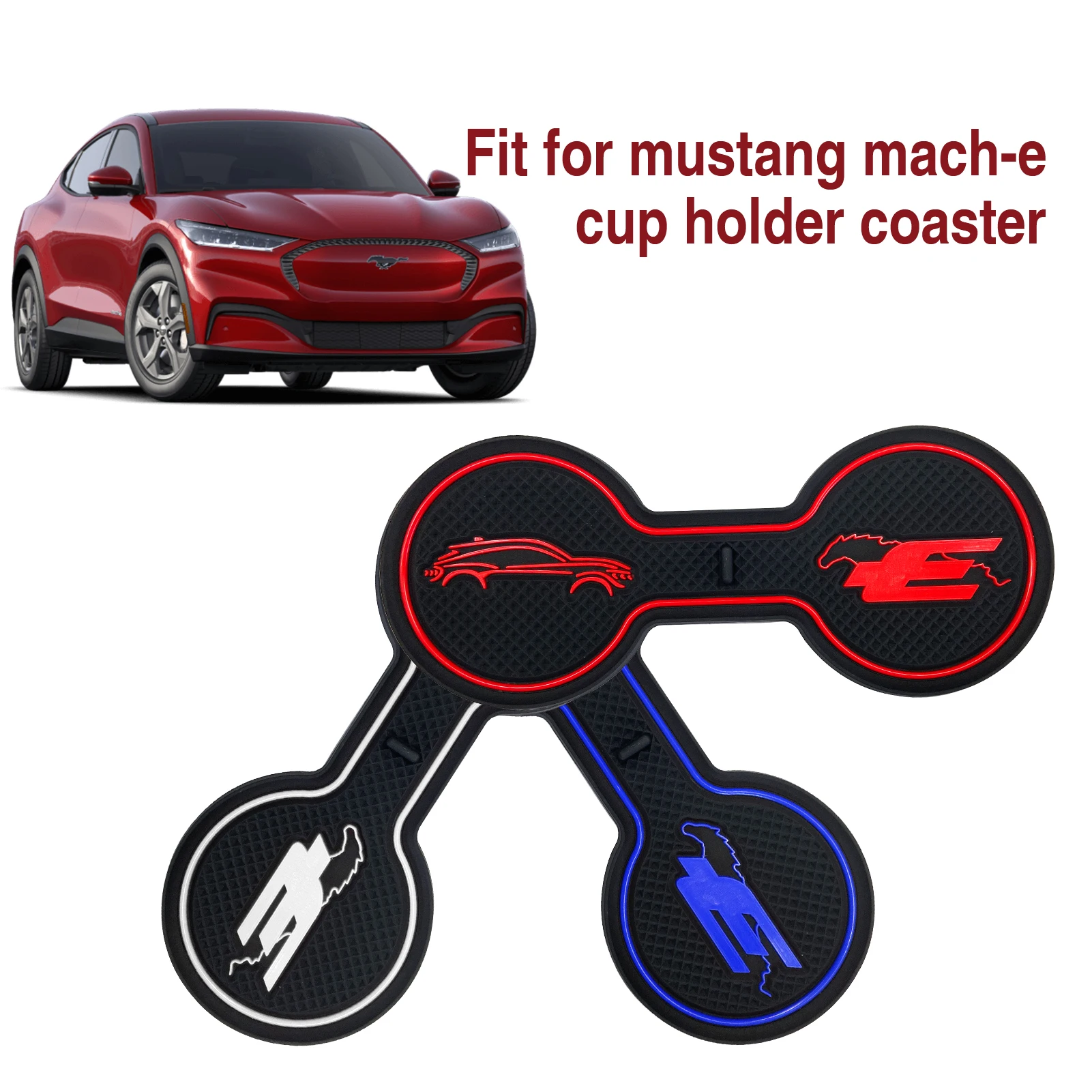 Non-Slip Car Cup Coaster Slot Pad for Mustang Mach-E GT  2021 2022 2023 Year Anti-Slip Mat Pocket Mat Interior Cup Holder Pad