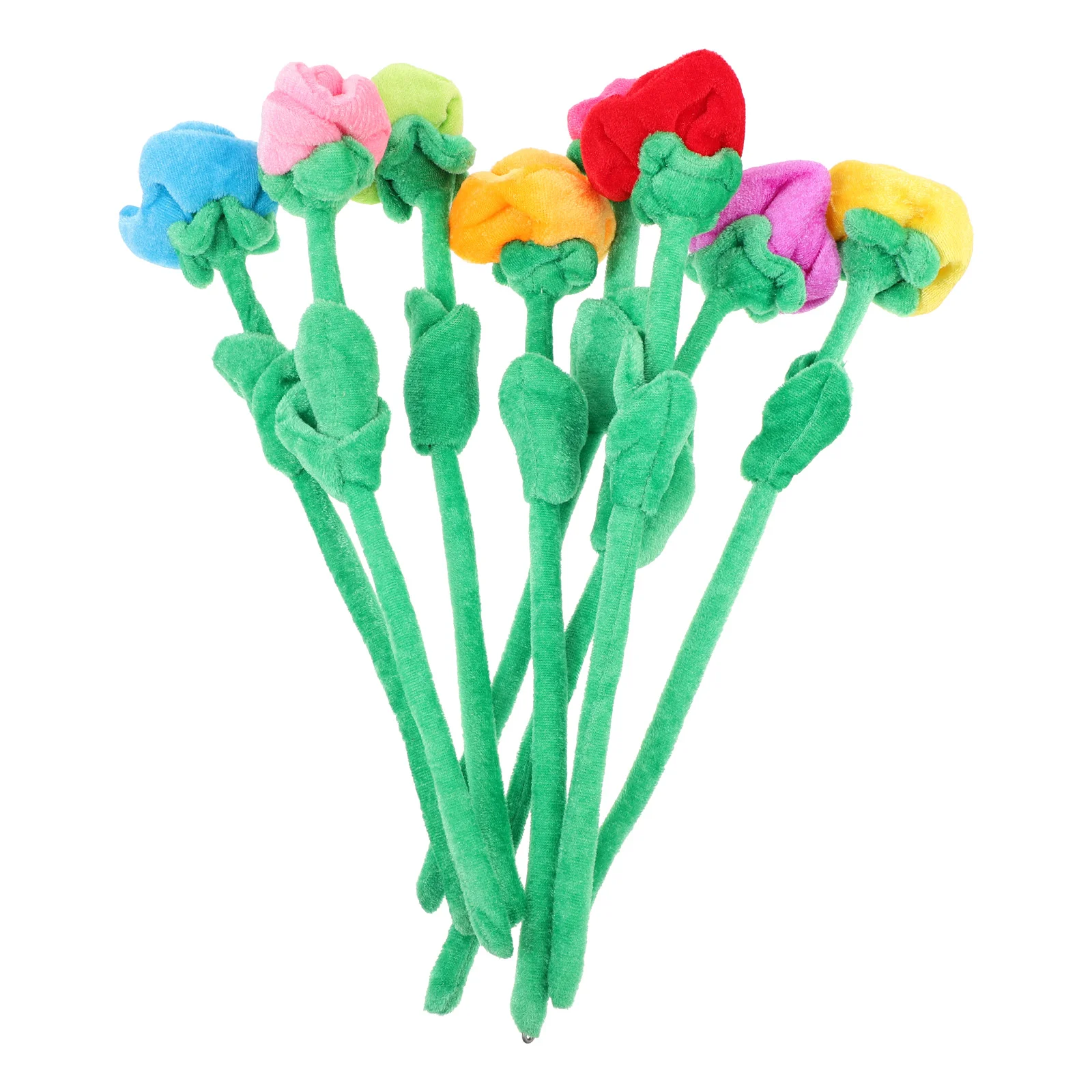 8 Pcs Plush Flower Artificial Flowers Bendable Stem Party Decor Decorative Fabric Crystal The Baby Gifts