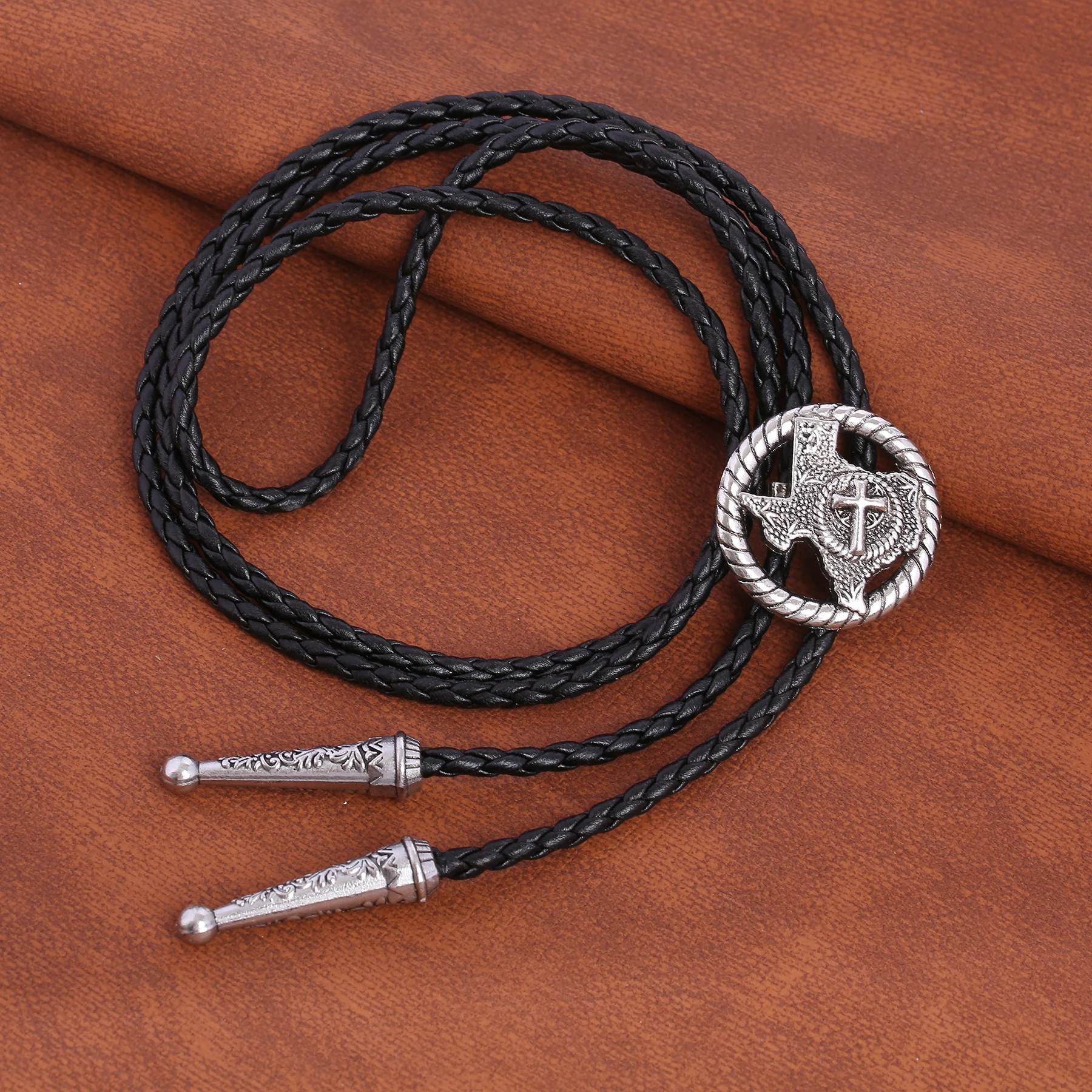 Nowa retro Texas mapa cross bolo krawat