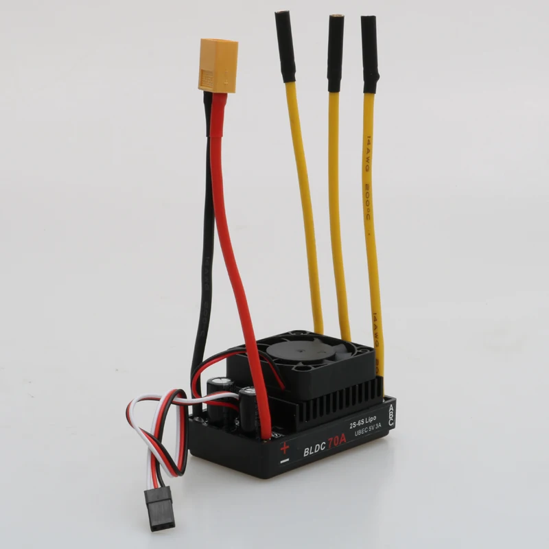 1PCS 2-6S 70A 32-bit Bidirectionele Borstelloze ESC met XT60 Connector Koelventilator Ingebouwde 5V 3A UBEC Module voor RC Boot ROV