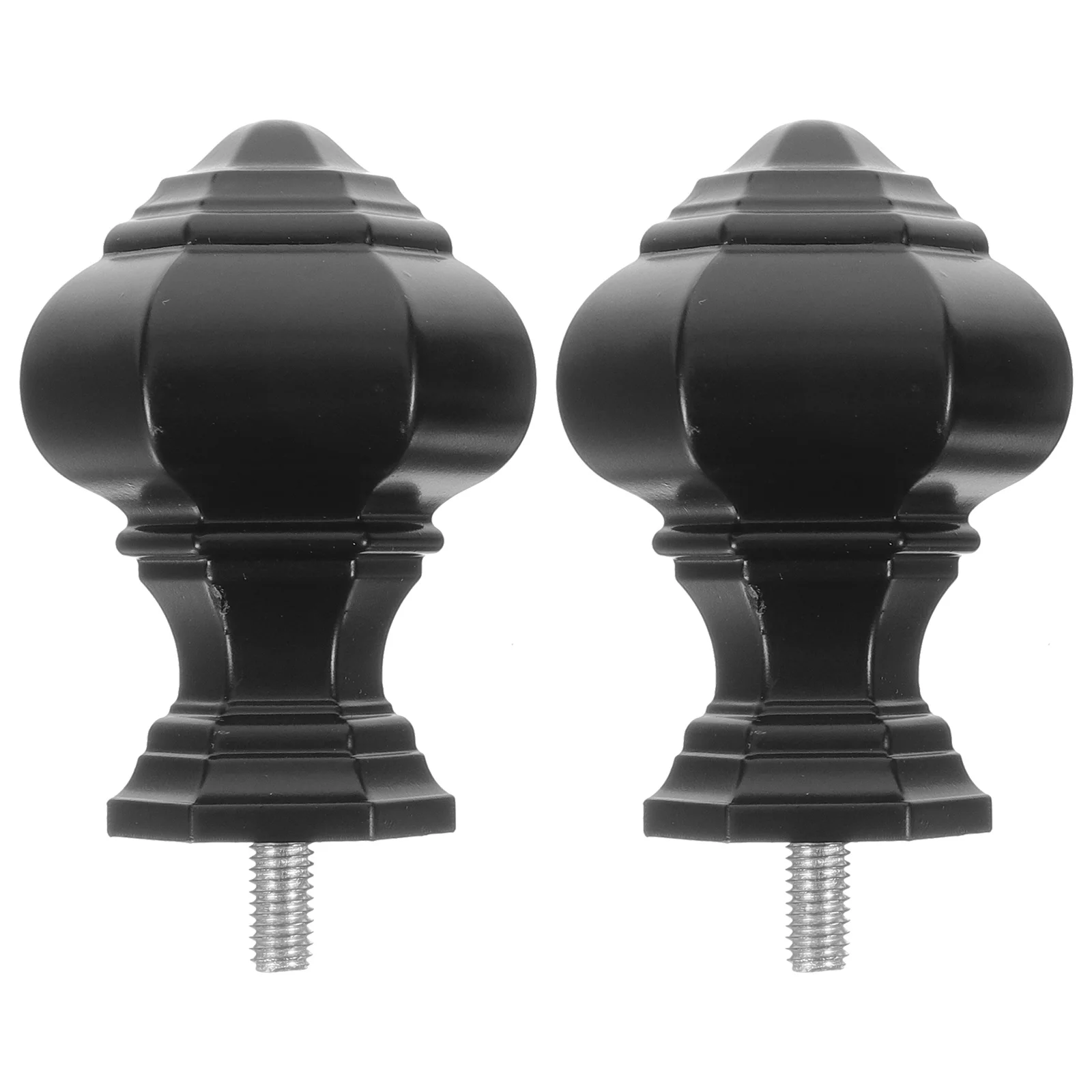 

2 Pcs Nautical Curtain Rod Roman Decorative Head Accessories Plug 2pcs (9/16 Inch Lighthouse Type) Rods Accessory Black Abs