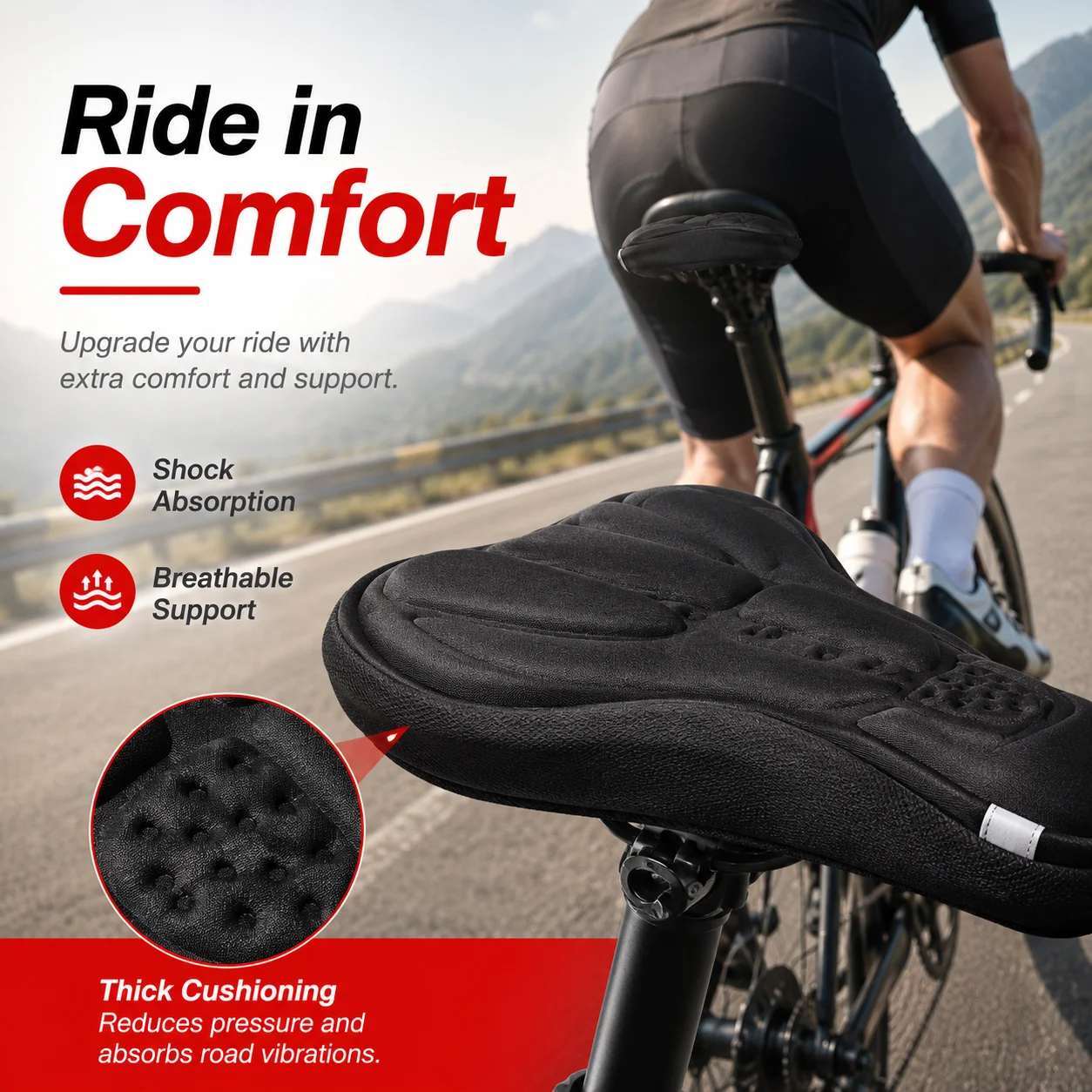 PINMOAP 1PC Bike Seat Cover Bicycle Saddle Cushion Soft Gel Padded Waterproof Cycling Seat Pad For Mtb Road Exercise Bike image 5