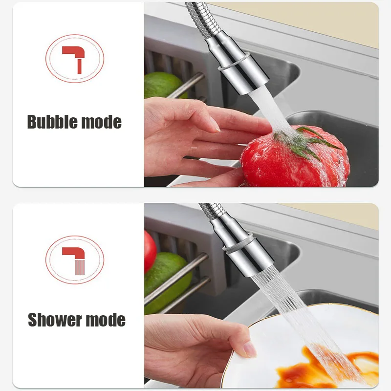 Faucet Splash Nozzle Bubbler Universal G1/2 1080° Rotation Faucet Extension Tube Sprayer Head For Kitchen Washbasin Extension