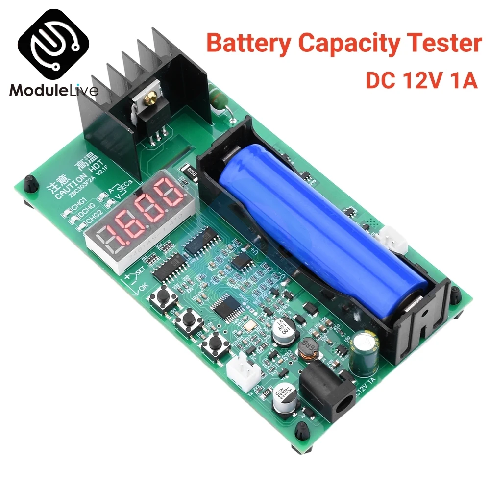 DC 12V 1A 18650 Li-ion Battery Electronic Load Tester Battery Capacity Digital Battery Power Detector Module Internal Resistance