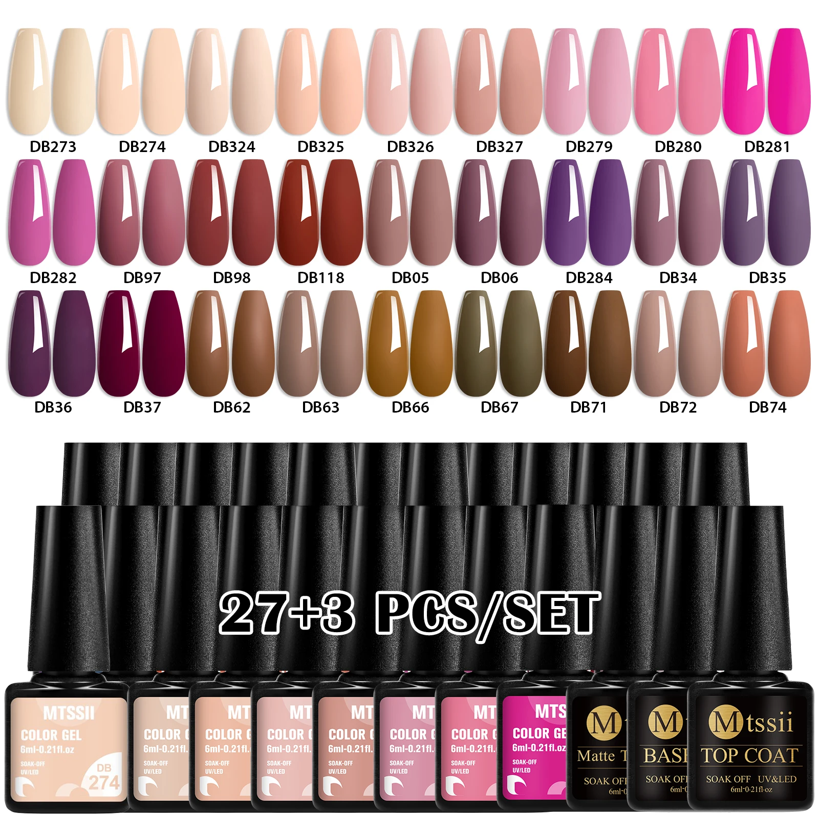 30pcs Gel Nail Polish Set HEMA TPO Free Semi Permanent Soak Off UV Gel Varnish Nail Art Decoration Manicure Nail Supplies DIY