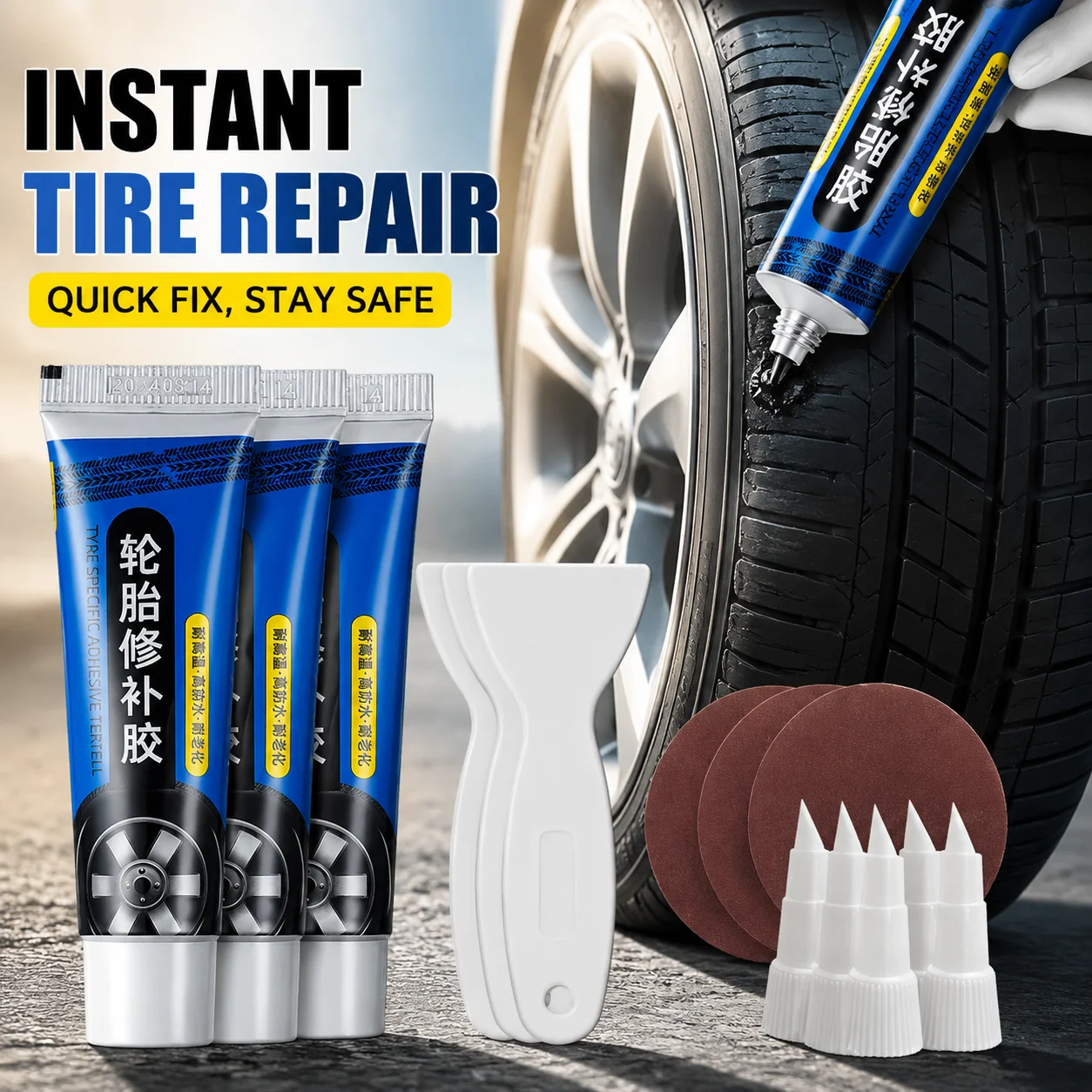 Car Tire Repair Glue Waterproof Rubber Liquid Repairing Adhesive Sealant Soft Black Puncture Filler for Motorcycle Auto