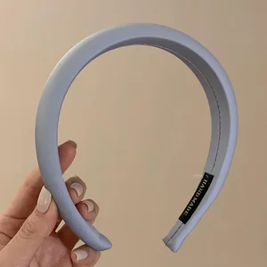 Bandana de brilho acetinado feminina, esponja high-end, acessórios simples e elegantes, cartão de cabelo, monocromático, outono, novo, 2024 10 principais vendas faixa de cabelo cetim - №8