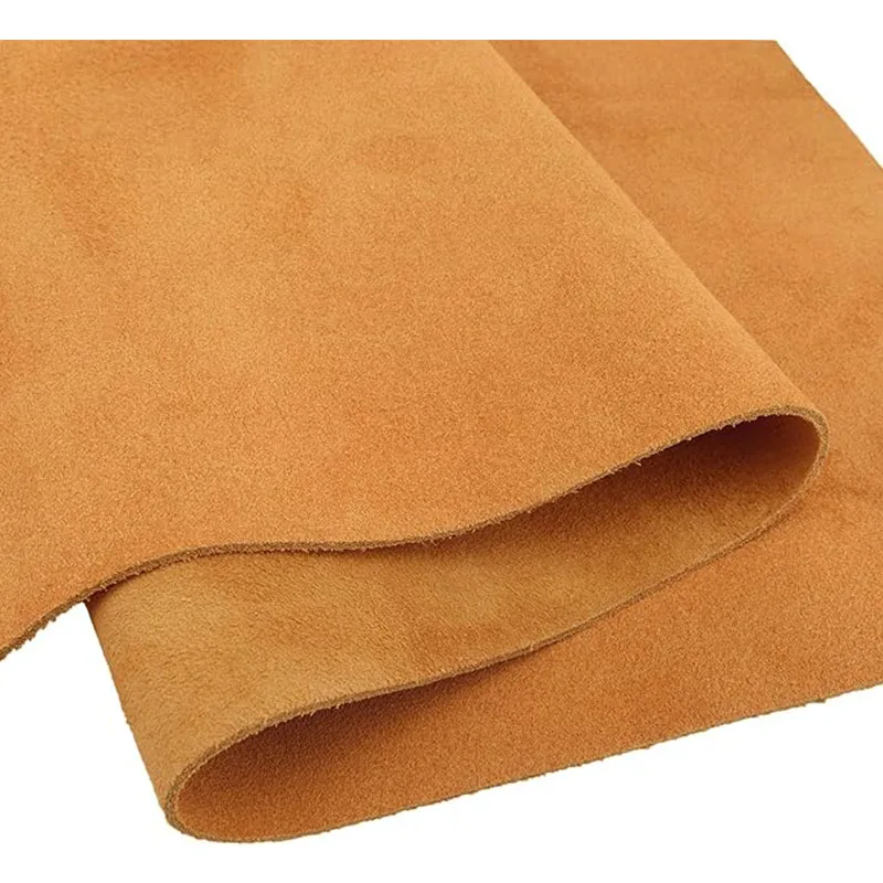 Light Brown Suede Cowhide Split Leather, 1.5mm Tan Nubuck Soft Cowhide for Snow Boots, Clothing Repair, Double-Faced Suede Leath