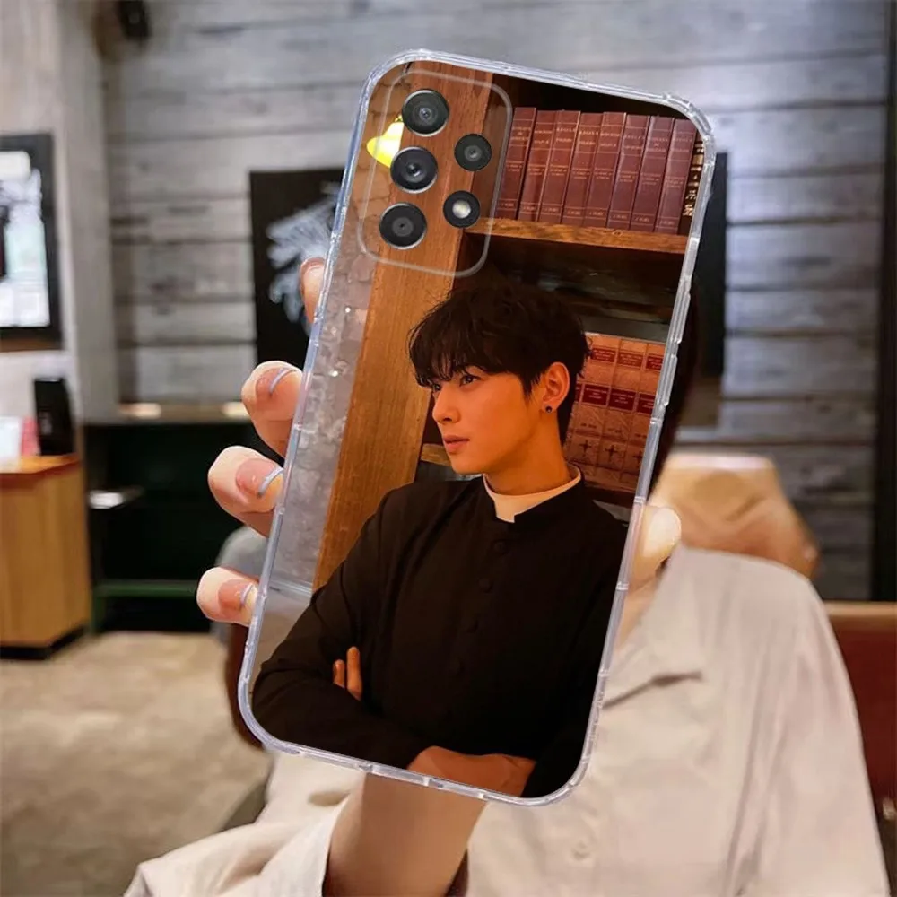 Kpop C-Cha Eun Woo Phone Case For Samsung Galaxy A71,70,52,51,40,31,A50,30S,21S,Note20ultra Transparent Cover