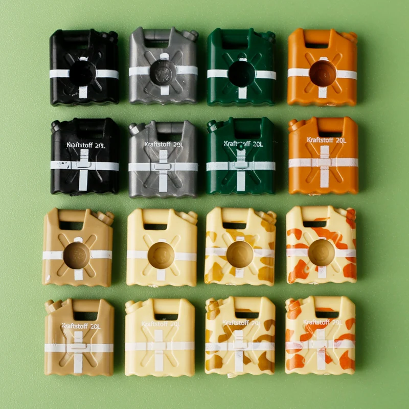 MOC Camouflage Fuel Tank Printed Building Blocks Oil Drum WW2 Military War Scene Accessories Bricks Toys Boys Gift