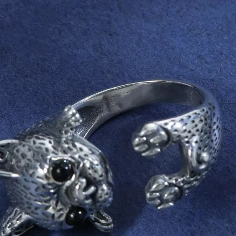 Buyee 925 Sterling Silver Cute Dog Ring Finger for Woman Men Unique Fashion Animal Rock Punk Big Fine Jewelry Circle