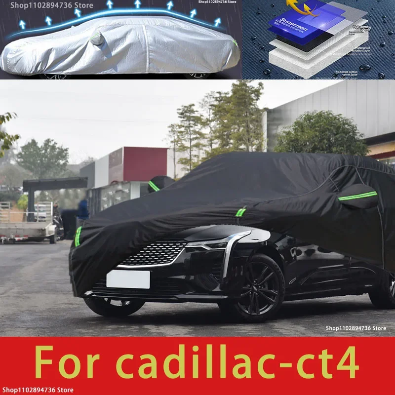 

For cadillac ct4 fit Outdoor Protection Full Car Covers Snow Cover Sunshade Waterproof Dustproof Exterior black car cover