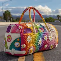 Quilted Duffle Bag Large Capacity 3D Quilting Craft Travel Duffel Bag Tote Bags Short-distance Handbag - Image 3