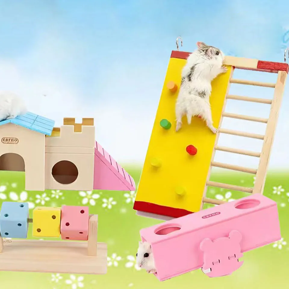 

Hamster Rock Climbing Ladder Anti-bite Warm Wooden Ladder Paradise Hamster Toys Supplies