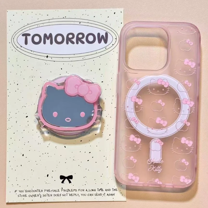 

Милый чехол Sanrio Hello Kitty с магнитной зеркальной ручкой, магнитный чехол для телефона с беспроводной зарядкой для iPhone 16, 15, 14, 13, 12 Pro Max, чехол