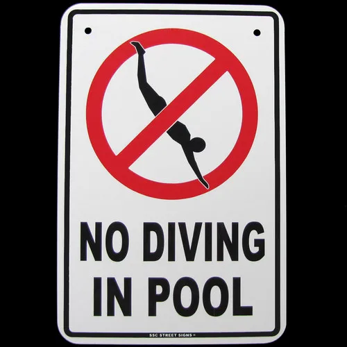 Danger NO DIVING IN POOL Metal Wall Sign Hot Tub/Spa/Swimming Caution/Warning Ad-Aluminum