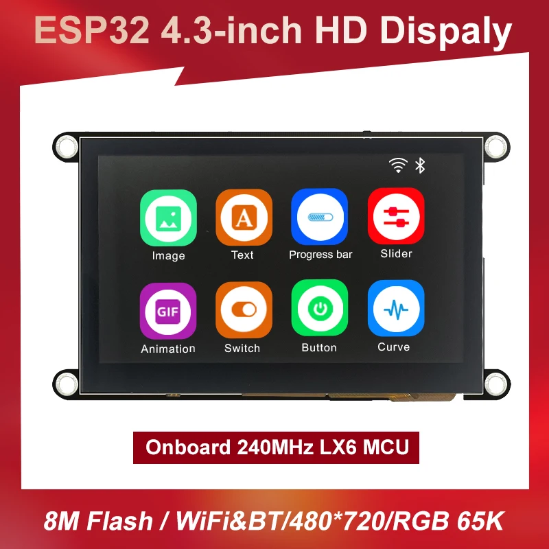 ESP32-S3 8M PSRAM 4M FLASH 4.3 Inch IPS 480*270 HD LCD Display Module  WiFi Bluetooth 240Mhz LX6 MCU for Arduino LVGL HMI