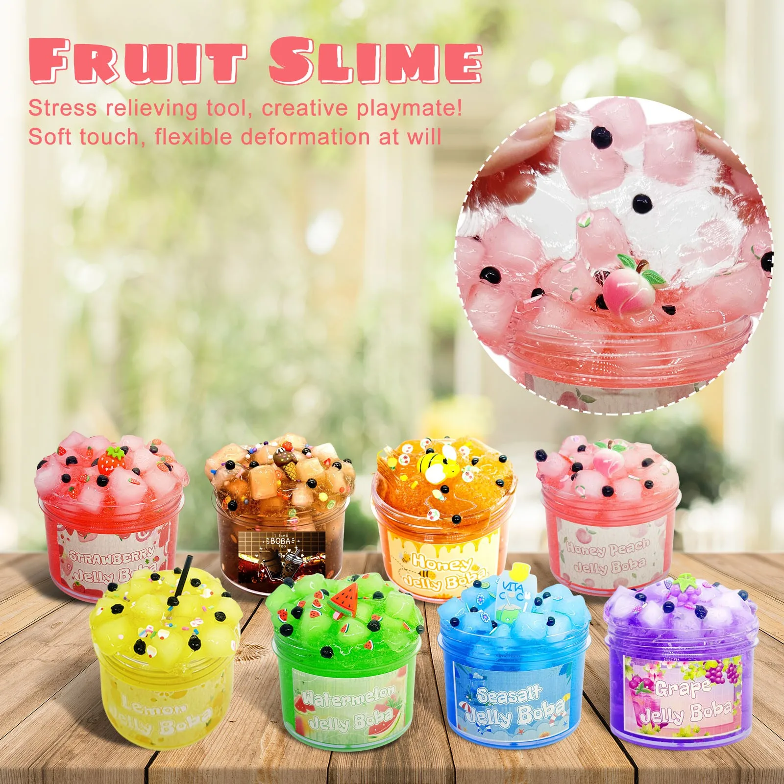 Soft Slime Set Fruit Crispy Non-Stick Jelly Cubes Children Educational Stress Relief Educational Toys Toys Gifts Party Gifts