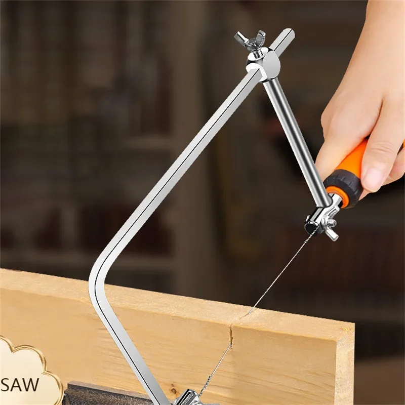 Adjustable Frame Sawbow U-Shape Saw Coping Jig For Woodworking Craft Jewelry Professional DIY Hand Tools With 5pcs Blades