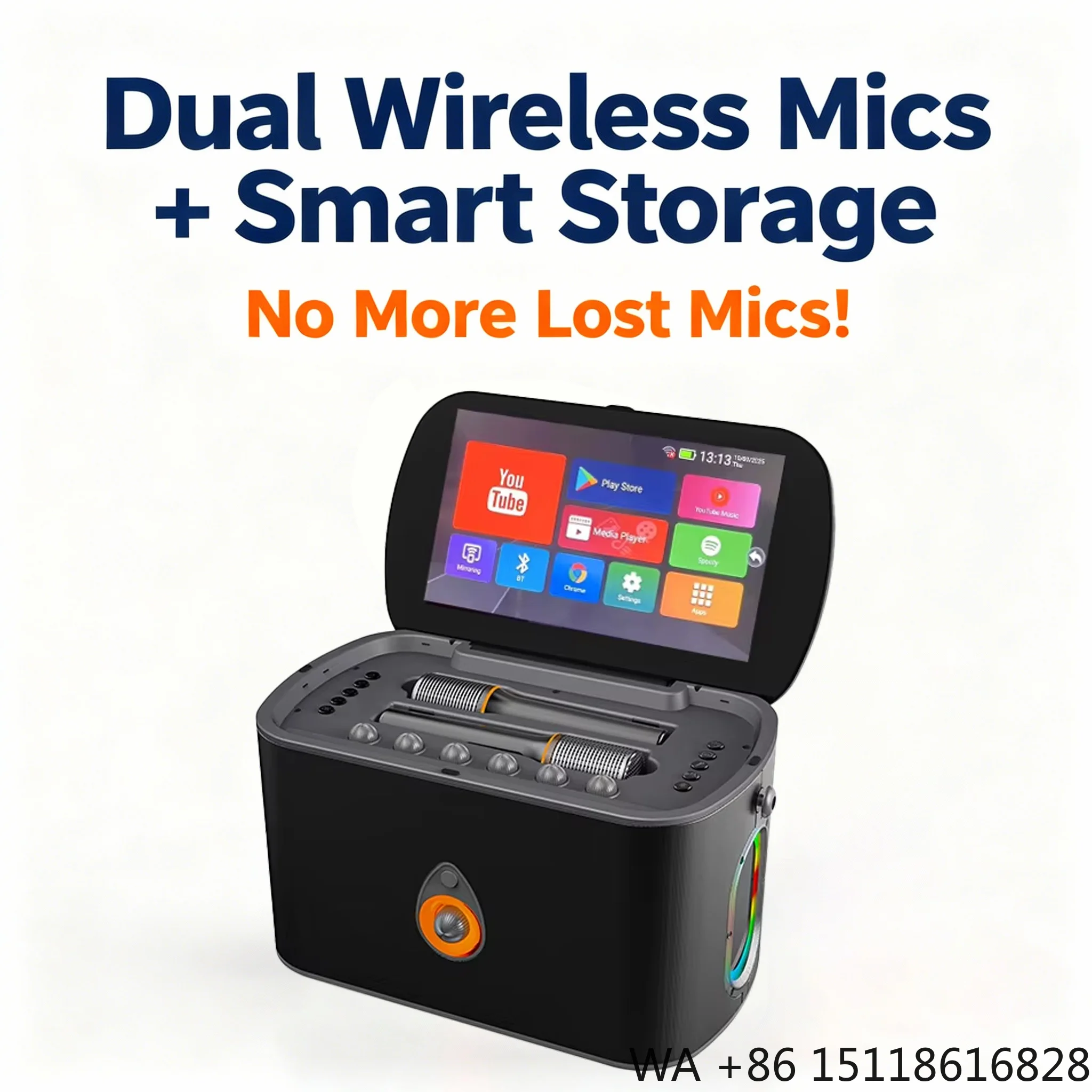 2025 All-in-One KTV Smart Party for Karaoke Players Speaker WIth 2 Mic Android System Powerful Wireless Touch Screen Machine