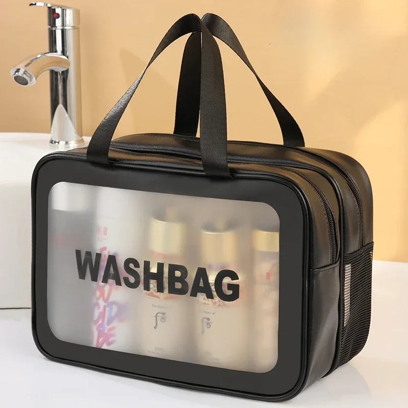 Borsa per il trucco con separazione bagnata e asciutta Borsa da toilette portatile Elementi essenziali da viaggio Borsa di stoccaggio di grande