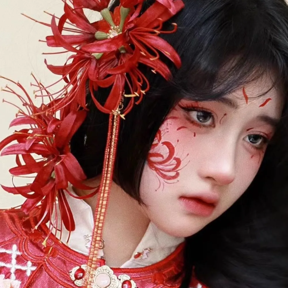 Lycorisradiata Flower Hair Clip Cloth Korean Style Simulation Flower Hairpins Duckbill Clip Chinese Style Barrettes