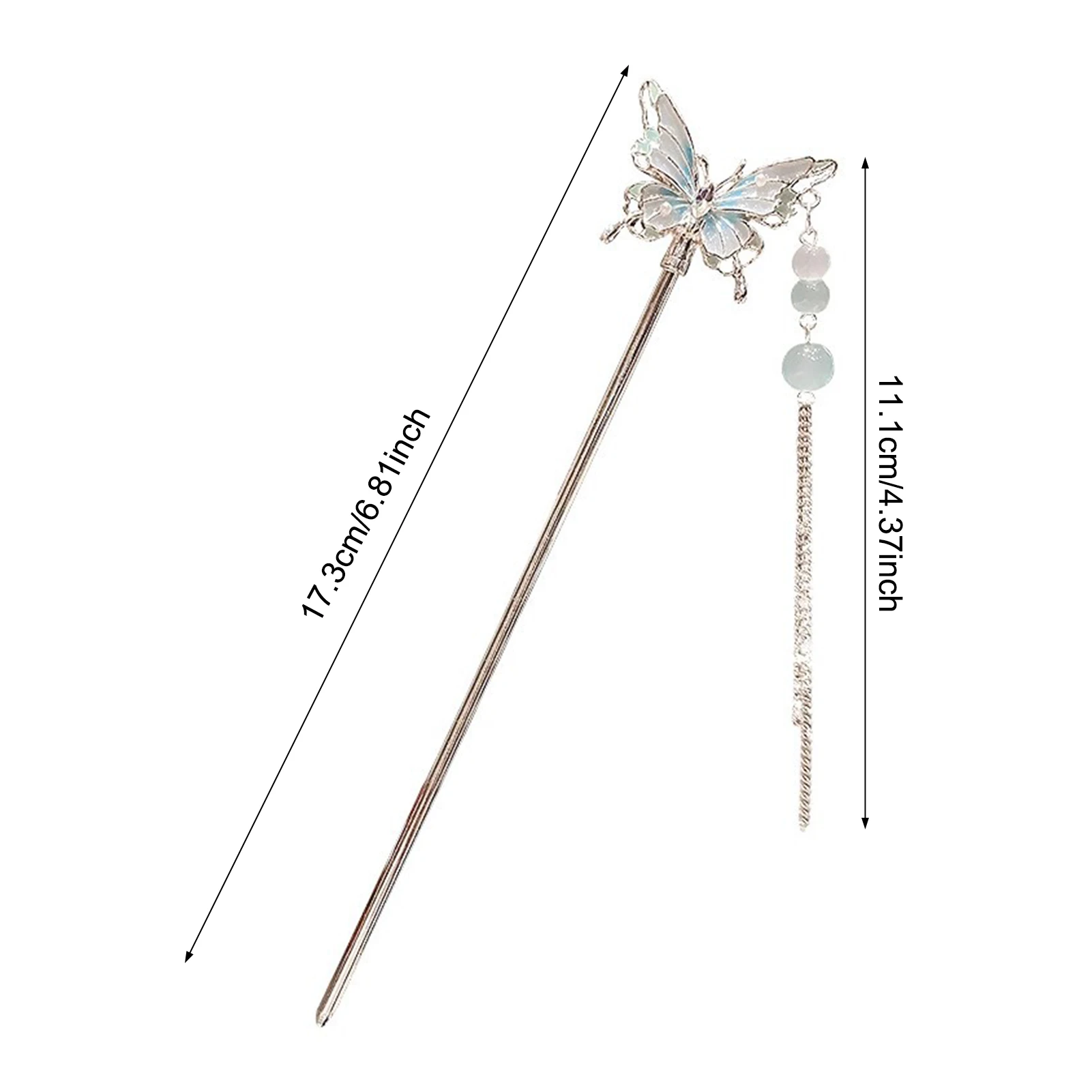 Bacchette per capelli a farfalla Hanfu cinese per accessori per capelli da donna Nappa lunga Forcina in metallo Gioielli per capelli Cheongsam retrò