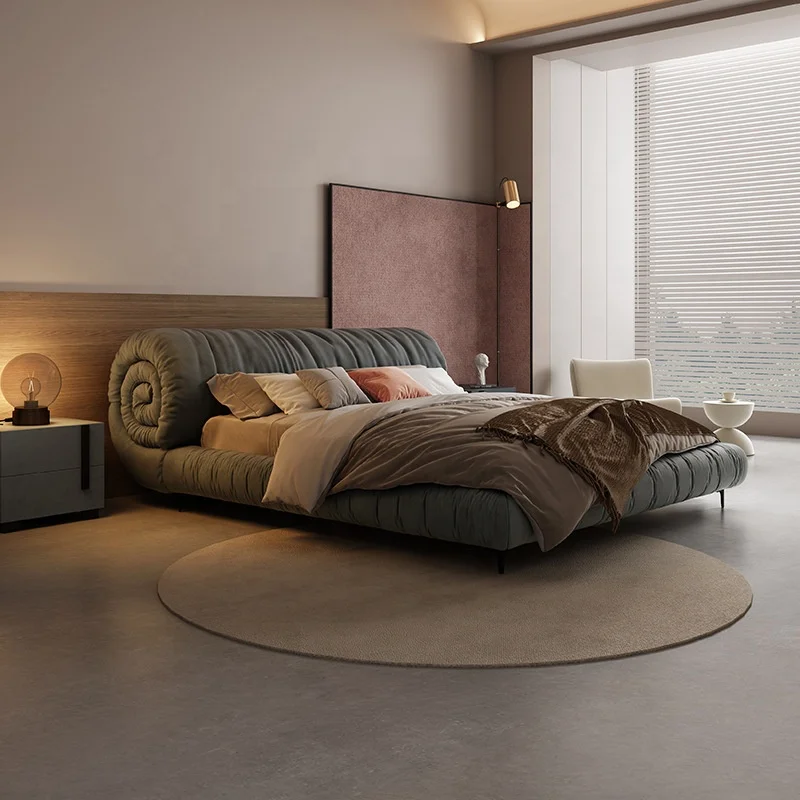 For Cream Style Modern Minimalist Light Luxury Master Bedroom Set Furniture 1.8m Solid Wood the Bed with Soft Pack