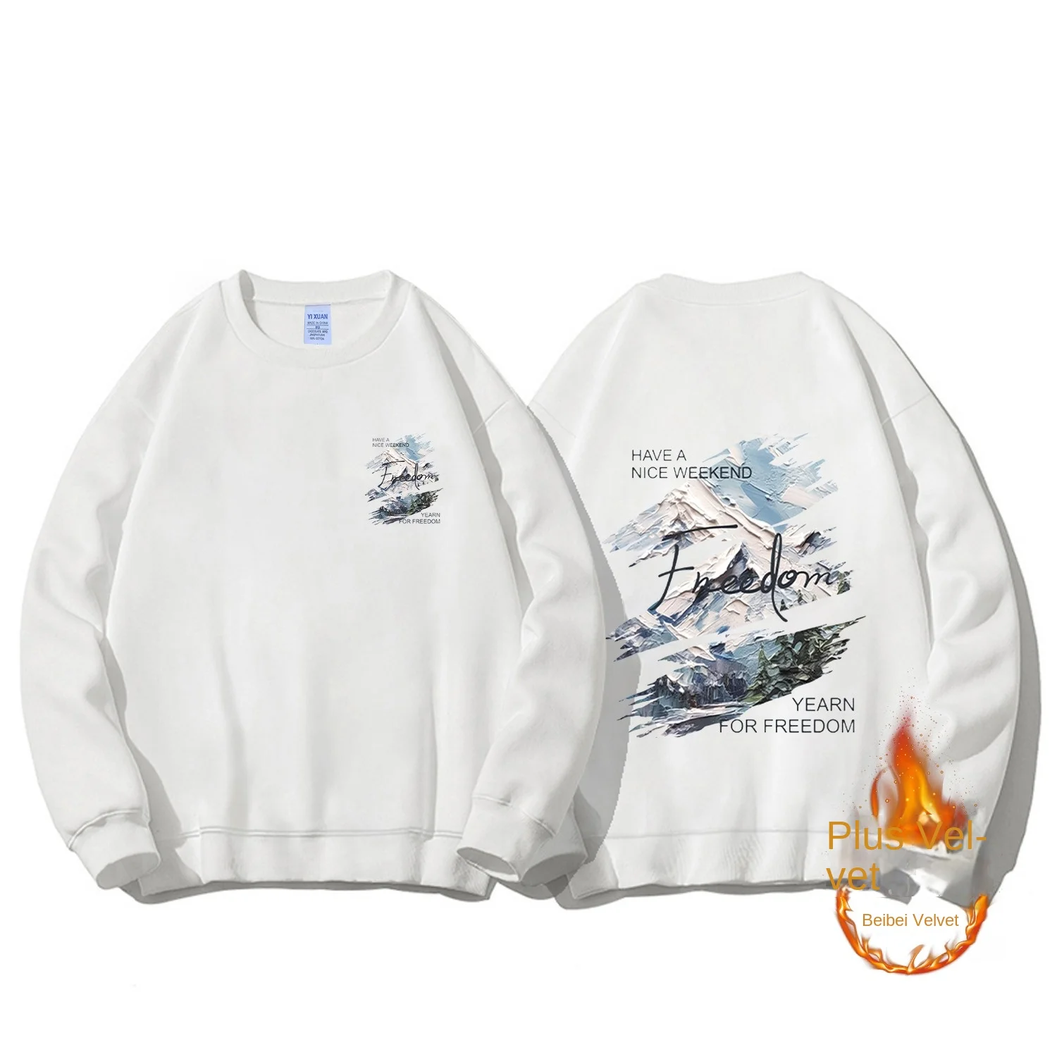 

Sweatshirt Male Y2k Clothes Heavyweight 350g Cotton Crewneck Pullover Mens Fall Winter New Loose Long Sleeve Top Streetwear