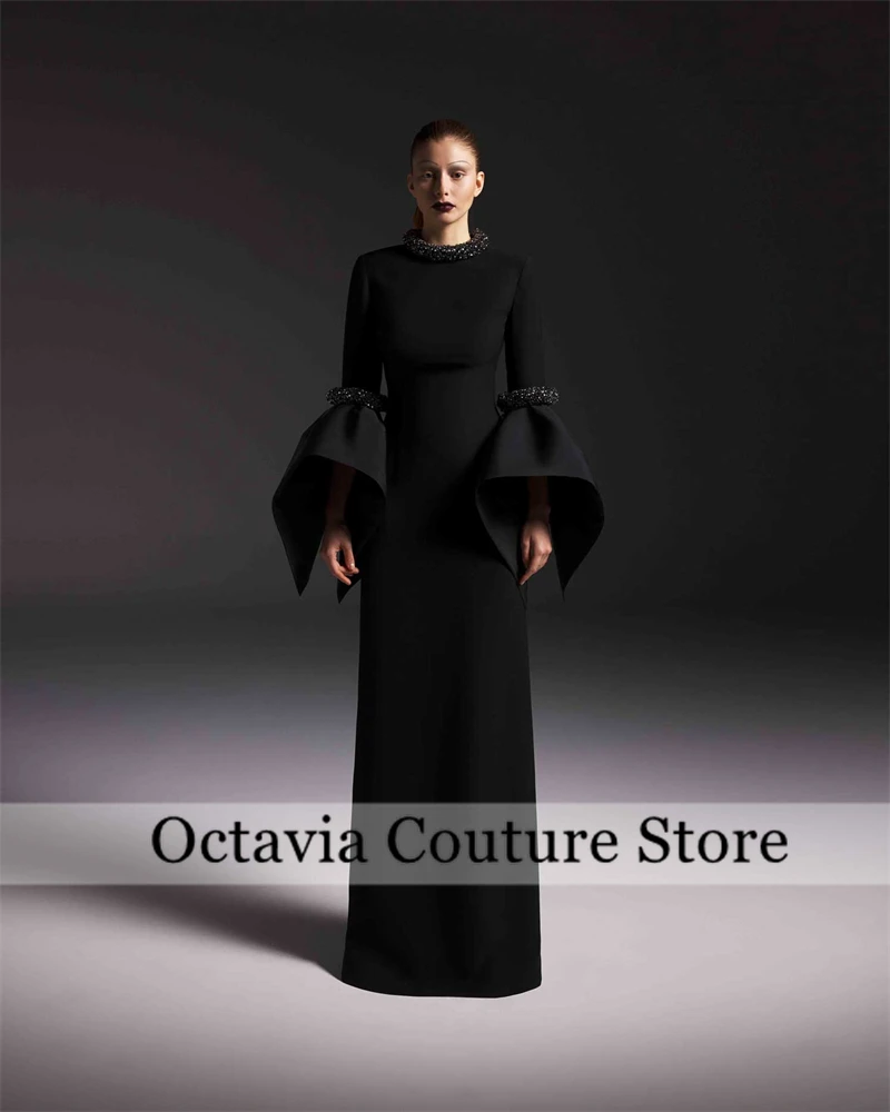 

Черное вечернее платье в Саудовской Аравии с длинными рукавами и бусинами с высоким воротником, современные вечерние платья для женщин, длиной до пола 20, индивидуальный فستان Bravo