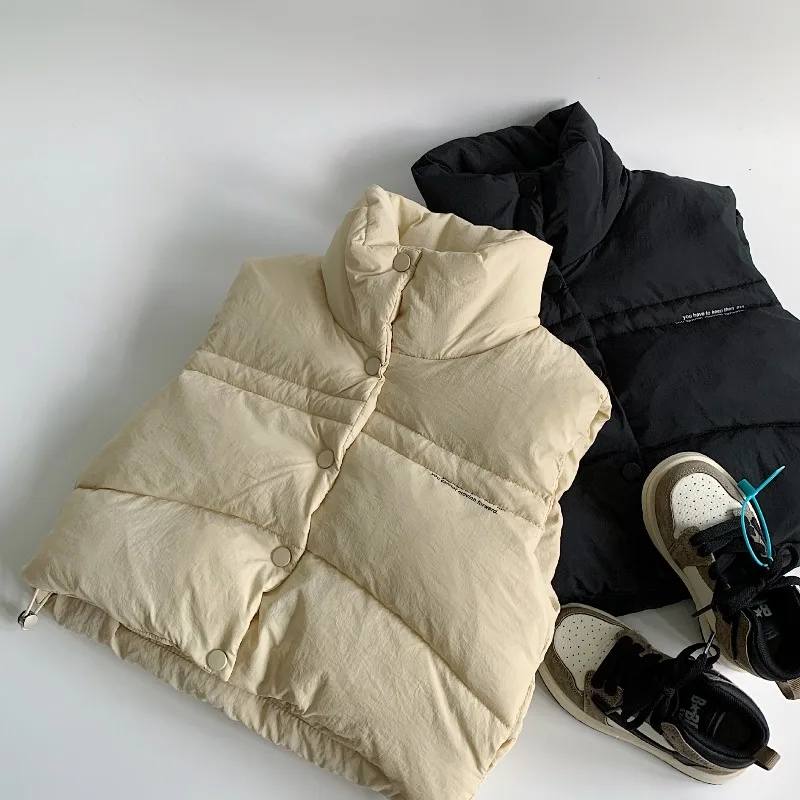 Children's Vest 2025 Winter New Item for Boys and Girls, Solid Color Cotton Clip Vest, Baby Warm for Wearing Outside, Trendy