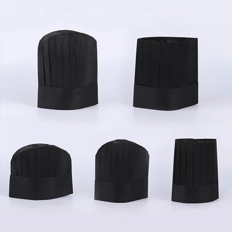 20 pz nero cuoco Chef cappello alto monouso Catering cuoco cappellini ristorante dell'hotel Non tessuto traspirante berretto da cucina uomo donna cuffia cucina ,cappello da lavoro cucina donna cappello da pasticceria