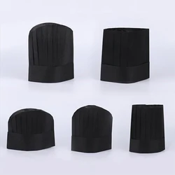 20 Pcs Black Cooking Chef High Hat Disposable Catering Cook Caps Hotel Restaurant Non-Woven Breathable Kitchen Cap Men Women